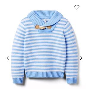 Janie and Jack Striped Shawl Collar Sweater in Light Blue and White